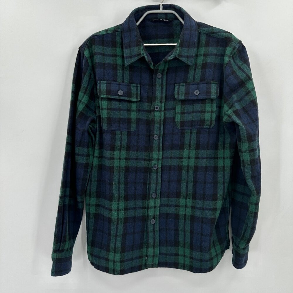 Backcountry Men's Murphy Flannel Button Down Shirt sz S Royal Plaid Long Sleeve